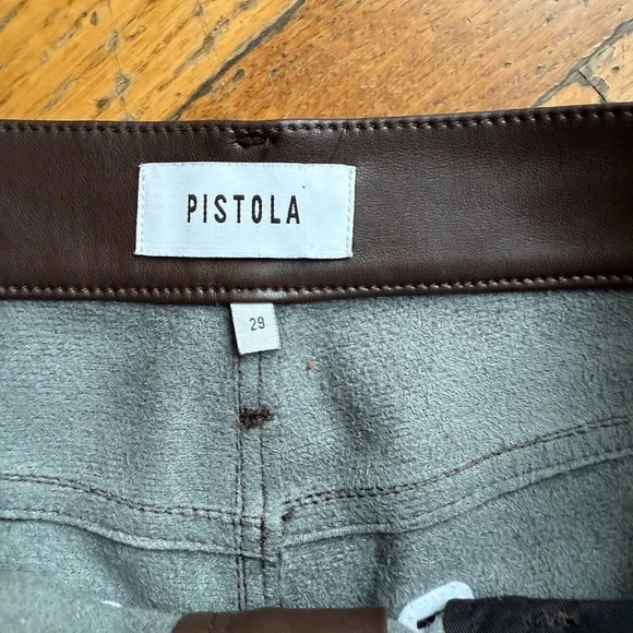 Pistola Vegan Leather Straight Leg Pants Dark Brown sz: 29 - Picture 4 of 7